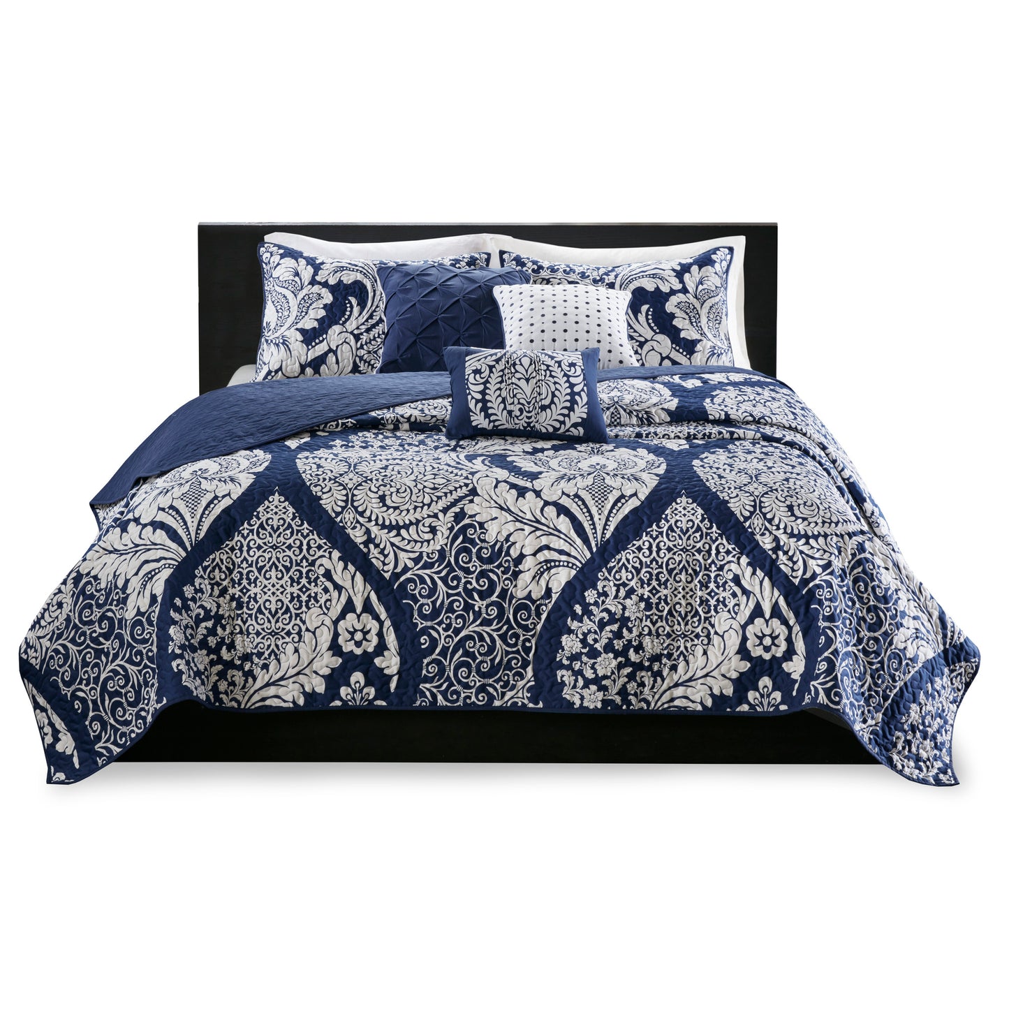 Madison Park 6 Piece Printed Cotton Quilt Set with Throw Pillows