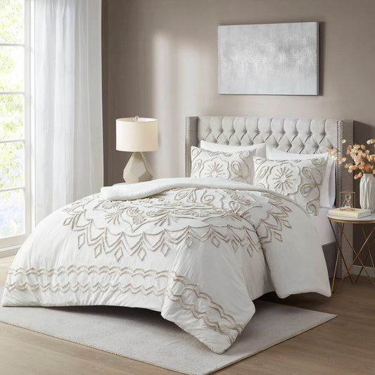 Madison Park 3 Piece Tufted Cotton Chenille Comforter Set