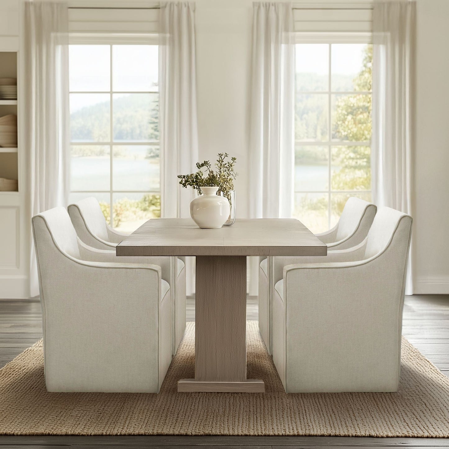 Madison Park Skirted Dining Arm Chair with Casters