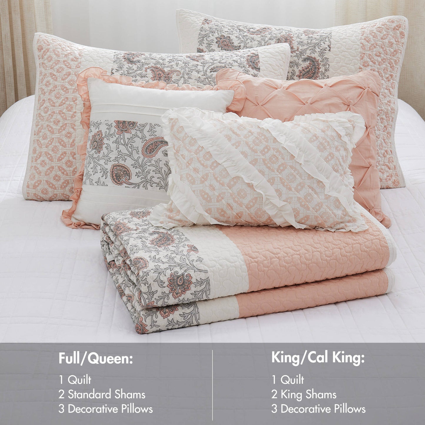 Madison Park 6 Piece Cotton Percale Quilt Set with Throw Pillows