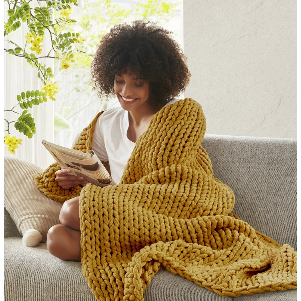 Madison Park Hand Made Chunky Double Knit Throw Blanket