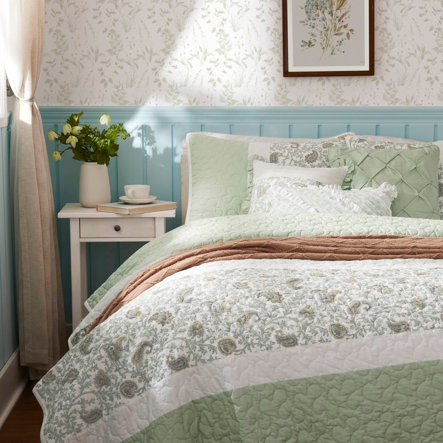 Madison Park 6 Piece Cotton Percale Quilt Set with Throw Pillows