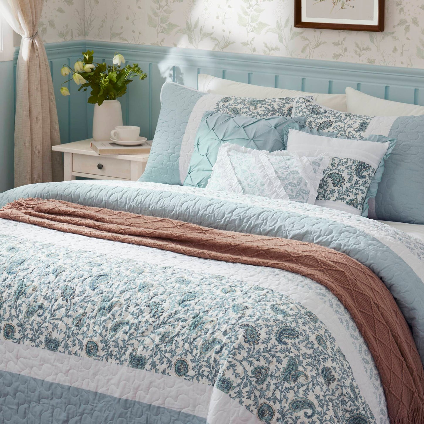 Madison Park 6 Piece Cotton Percale Quilt Set with Throw Pillows