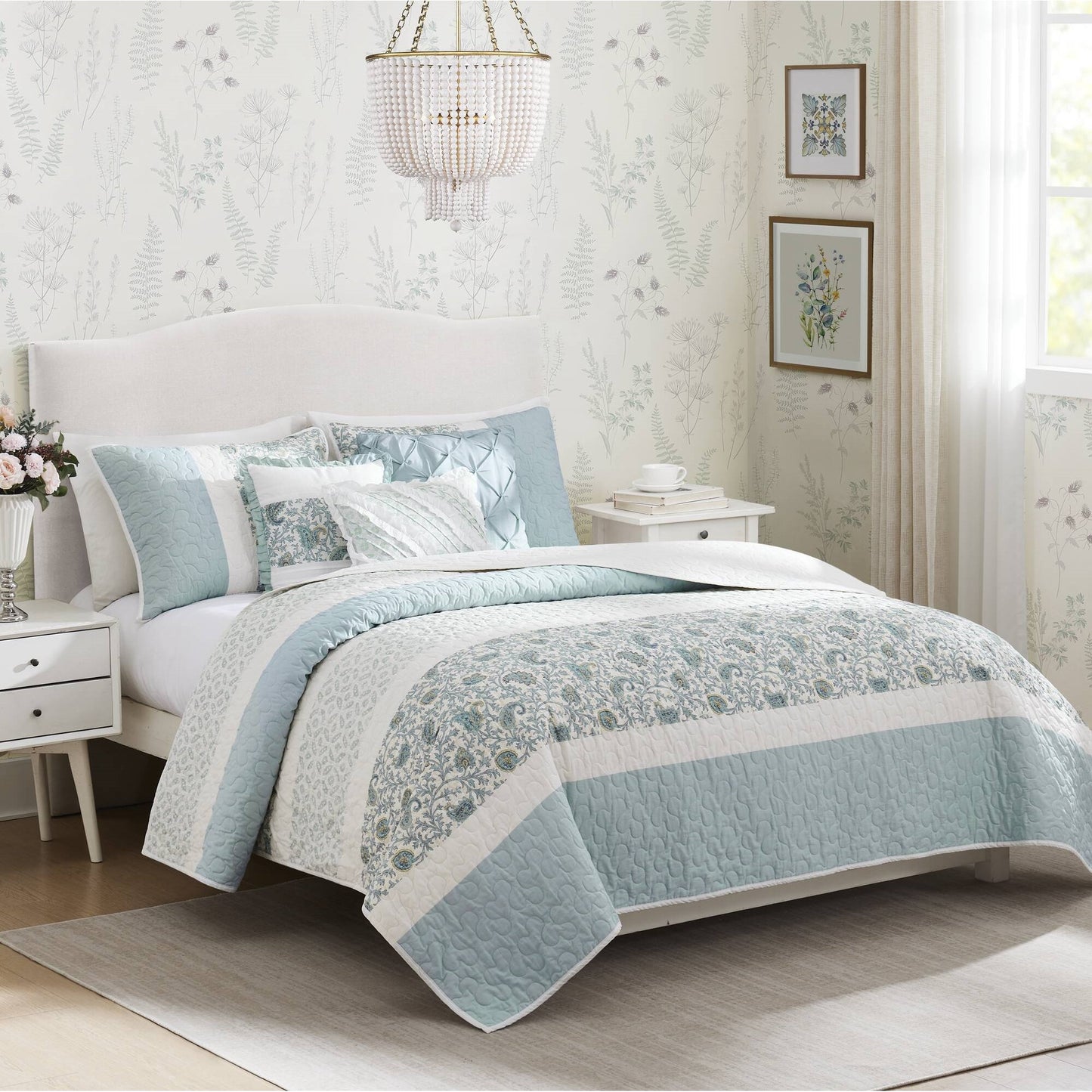 Madison Park 6 Piece Cotton Percale Quilt Set with Throw Pillows