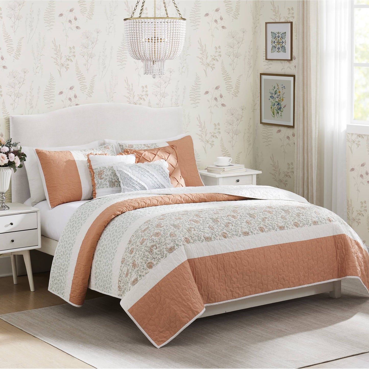 Madison Park 6 Piece Cotton Percale Quilt Set with Throw Pillows