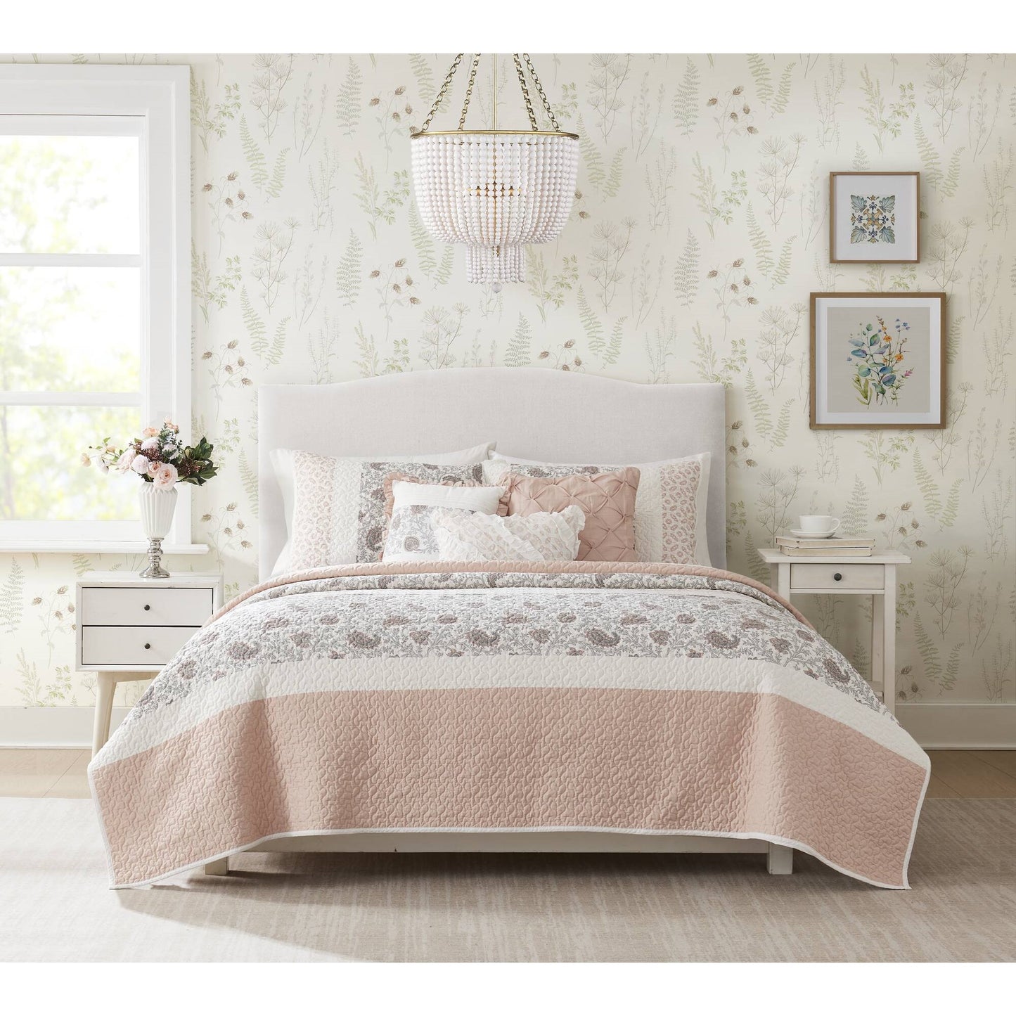 Madison Park 6 Piece Cotton Percale Quilt Set with Throw Pillows