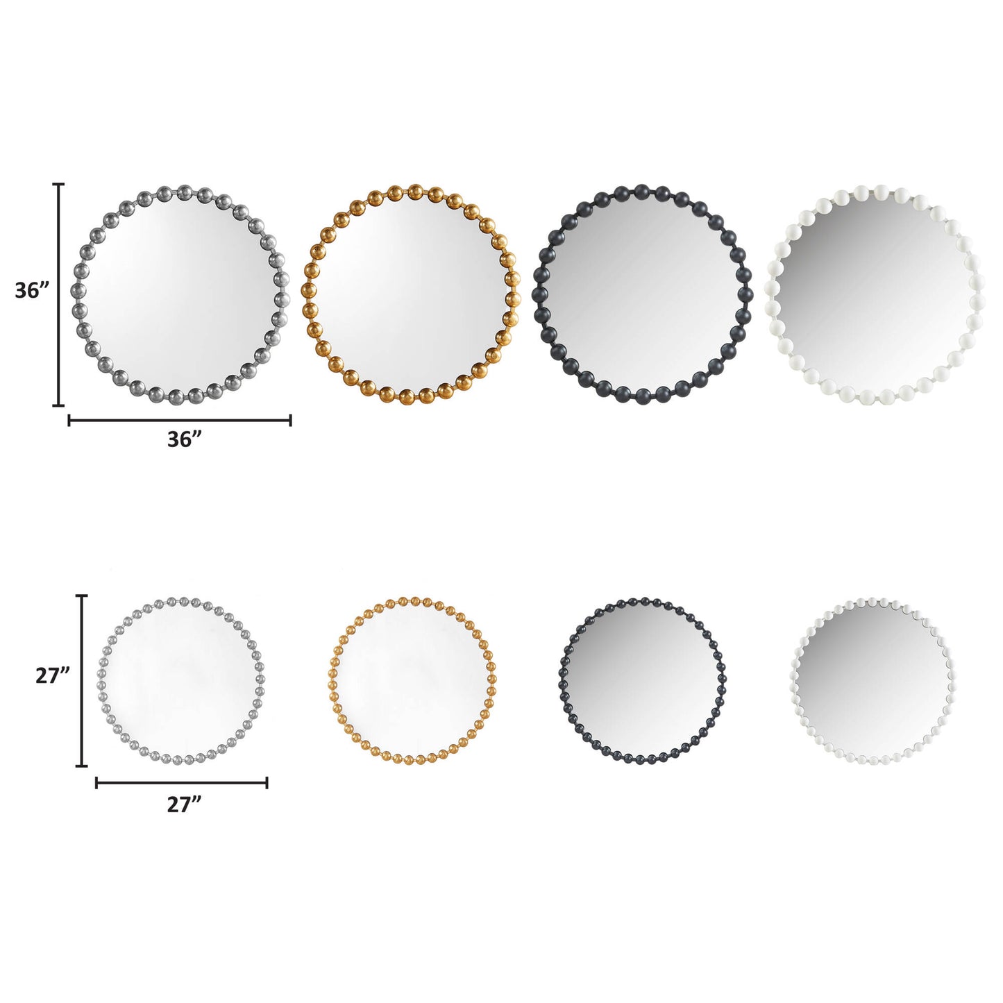 Madison Park Signature 27" Medium Decorative Round Wall Mirror with Beaded Metal Frame