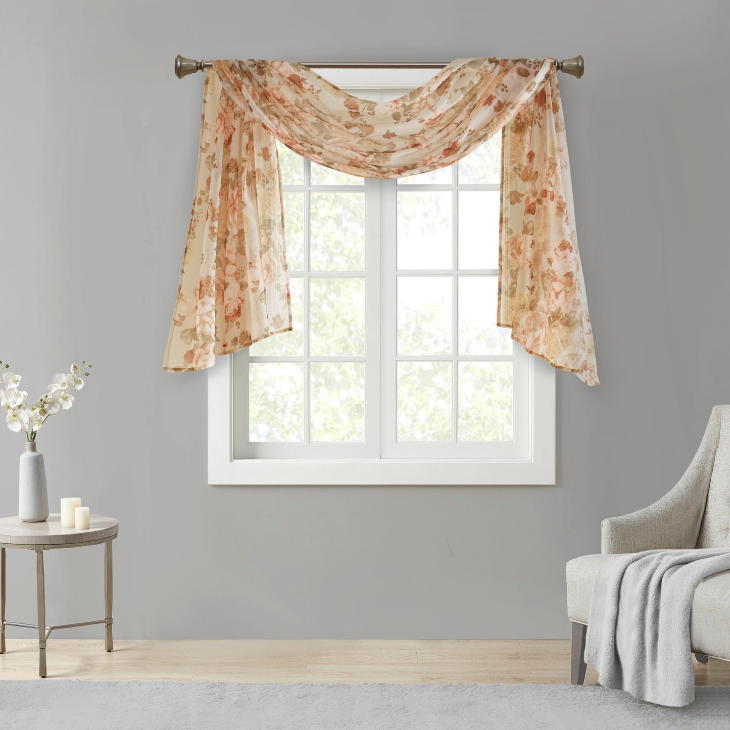 Madison Park Printed Floral Voile Sheer Scarf