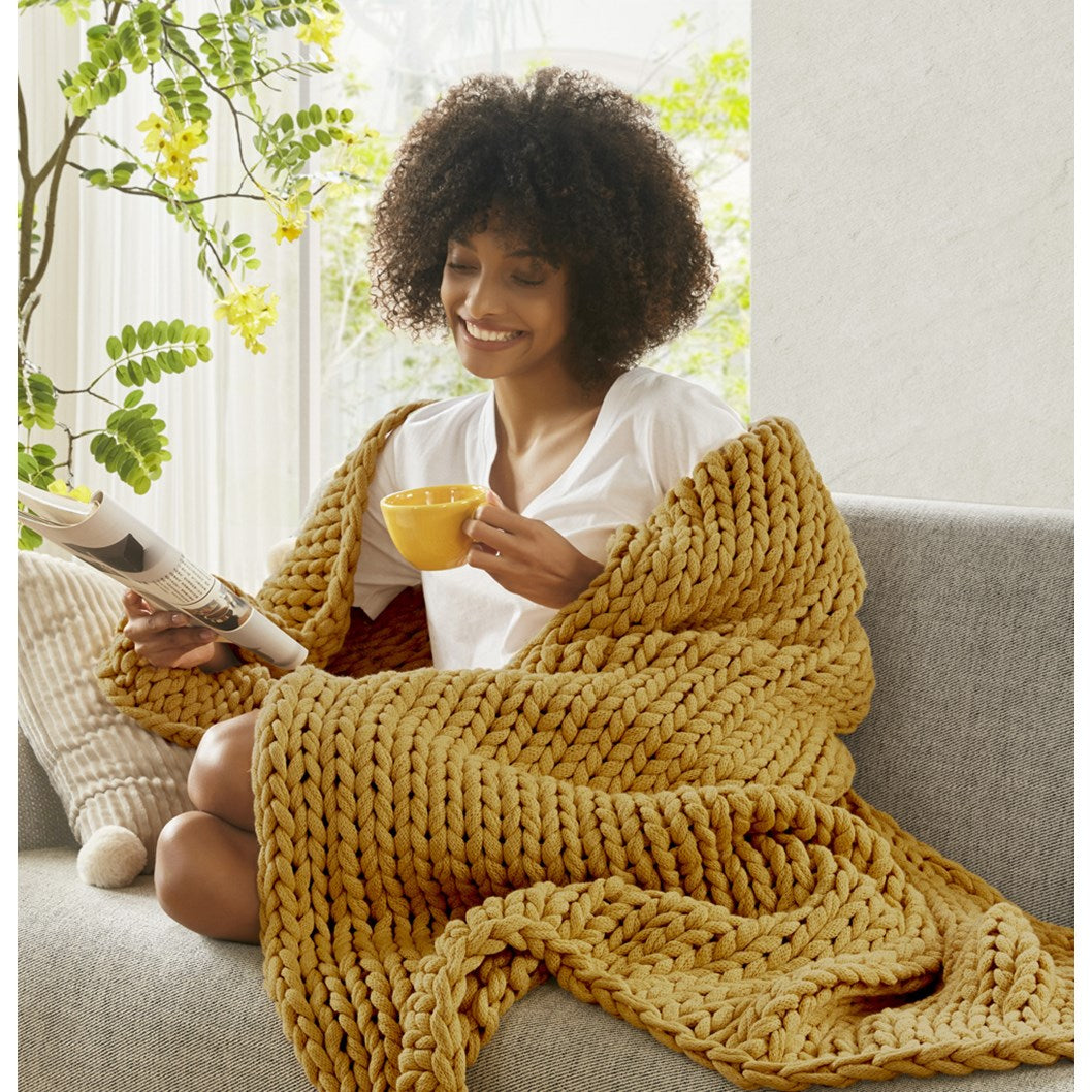 Madison Park Hand Made Chunky Double Knit Throw Blanket