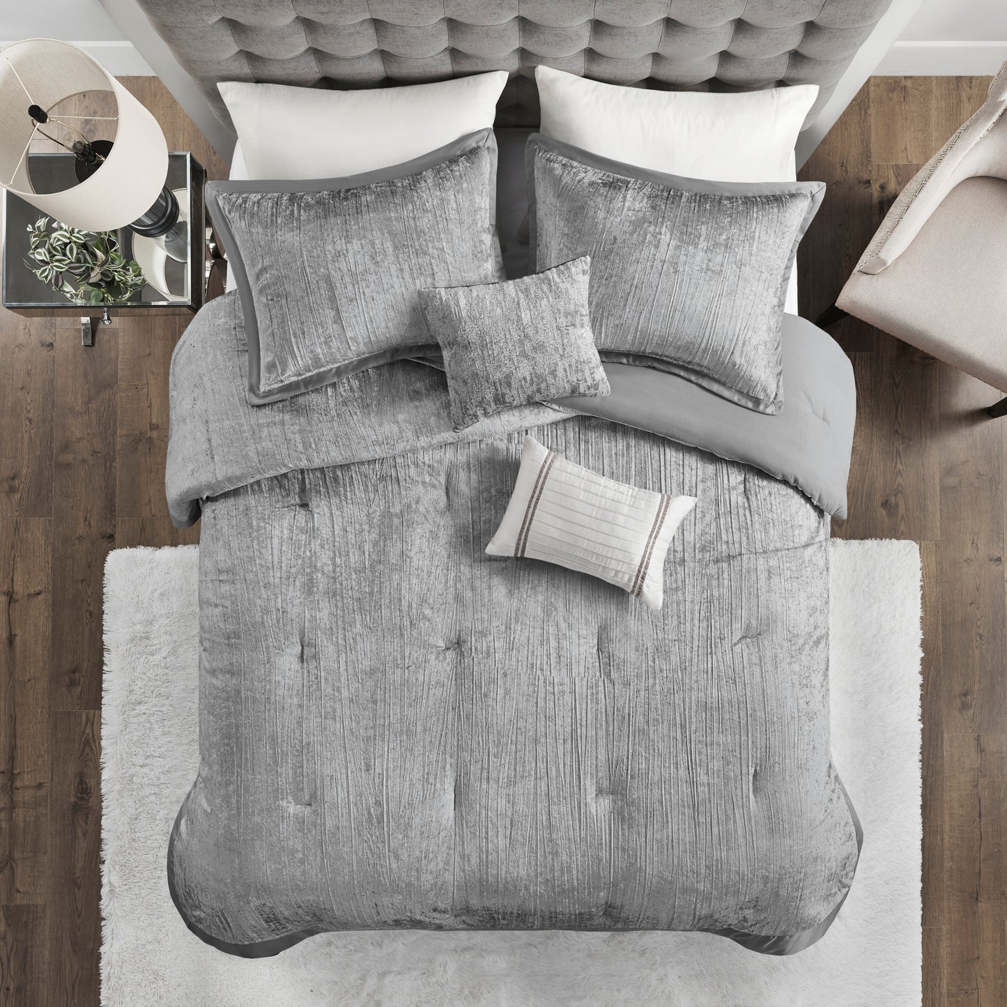 Madison Park 5 Piece Crinkle Velvet Comforter Set
