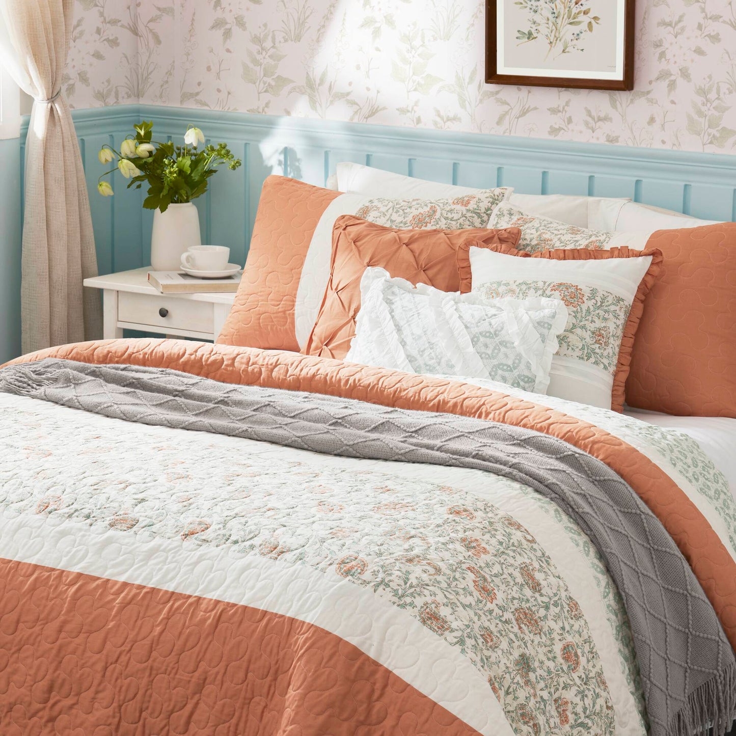 Madison Park 6 Piece Cotton Percale Quilt Set with Throw Pillows