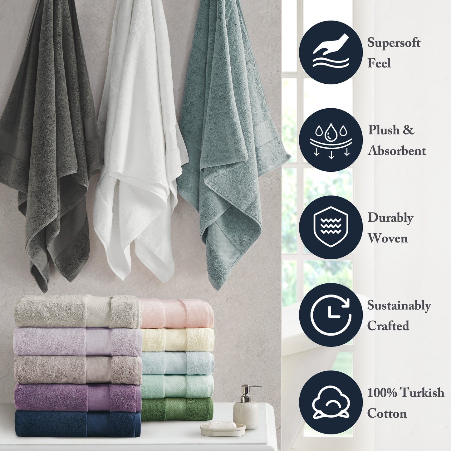 Madison Park Signature Cotton 6 Piece Bath Towel Set