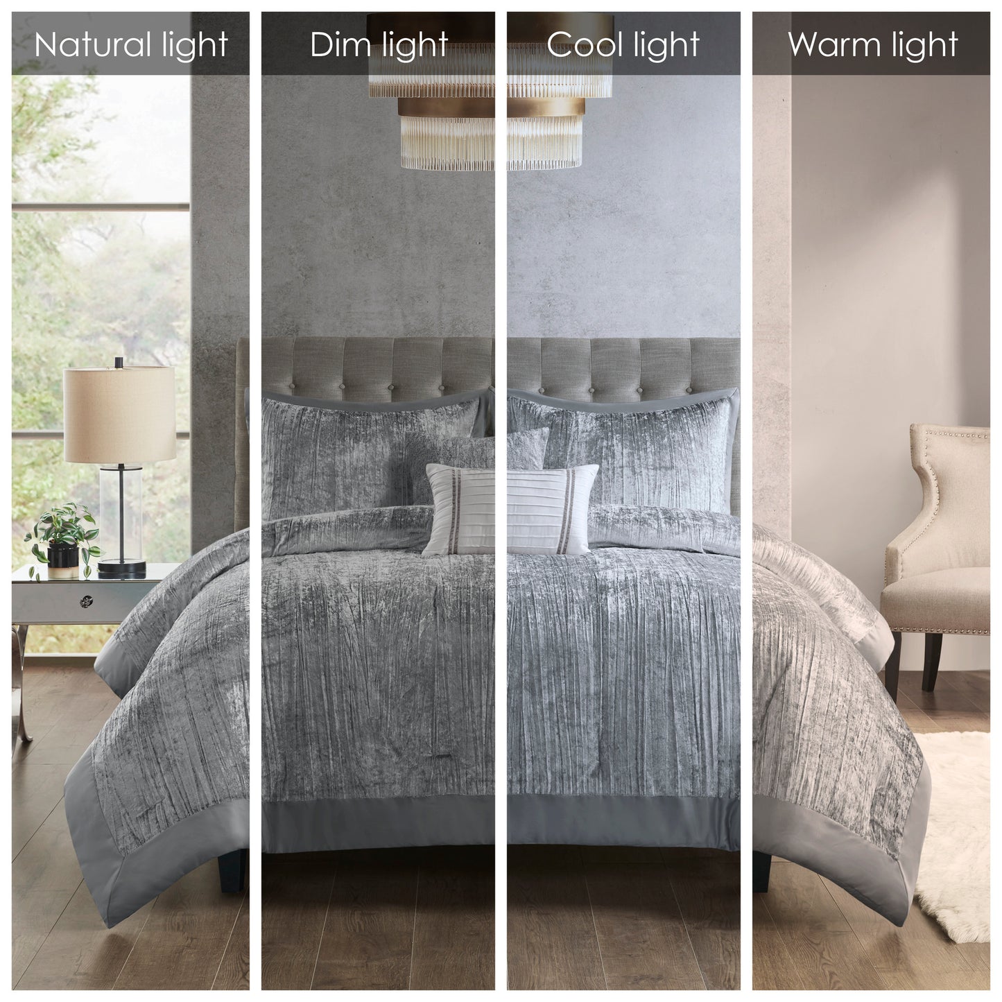 Madison Park 5 Piece Crinkle Velvet Comforter Set