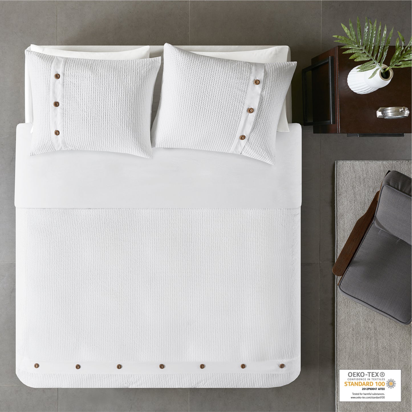 Madison Park 3 Piece Cotton Waffle Weave Duvet Cover Set