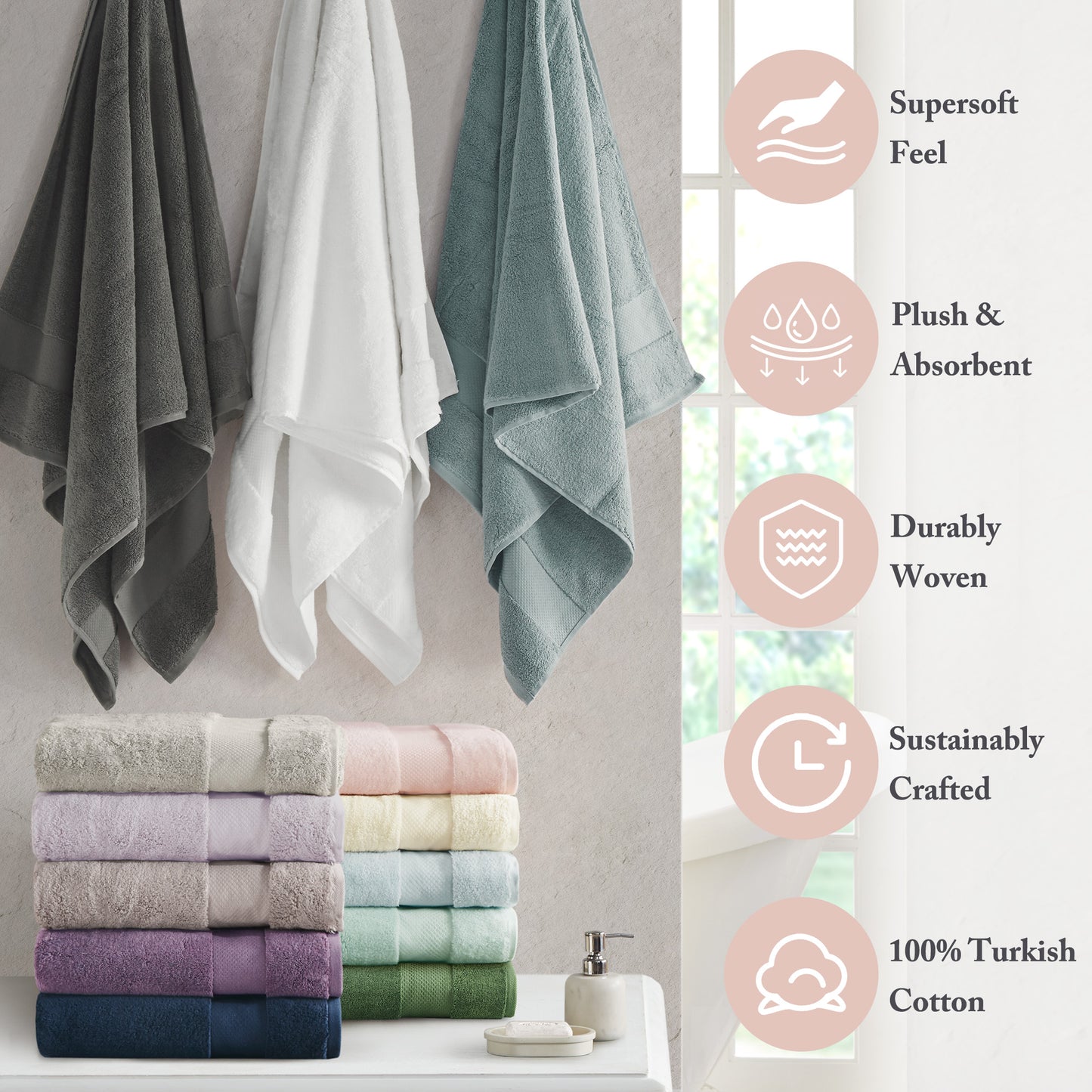 Madison Park Signature Cotton 6 Piece Bath Towel Set