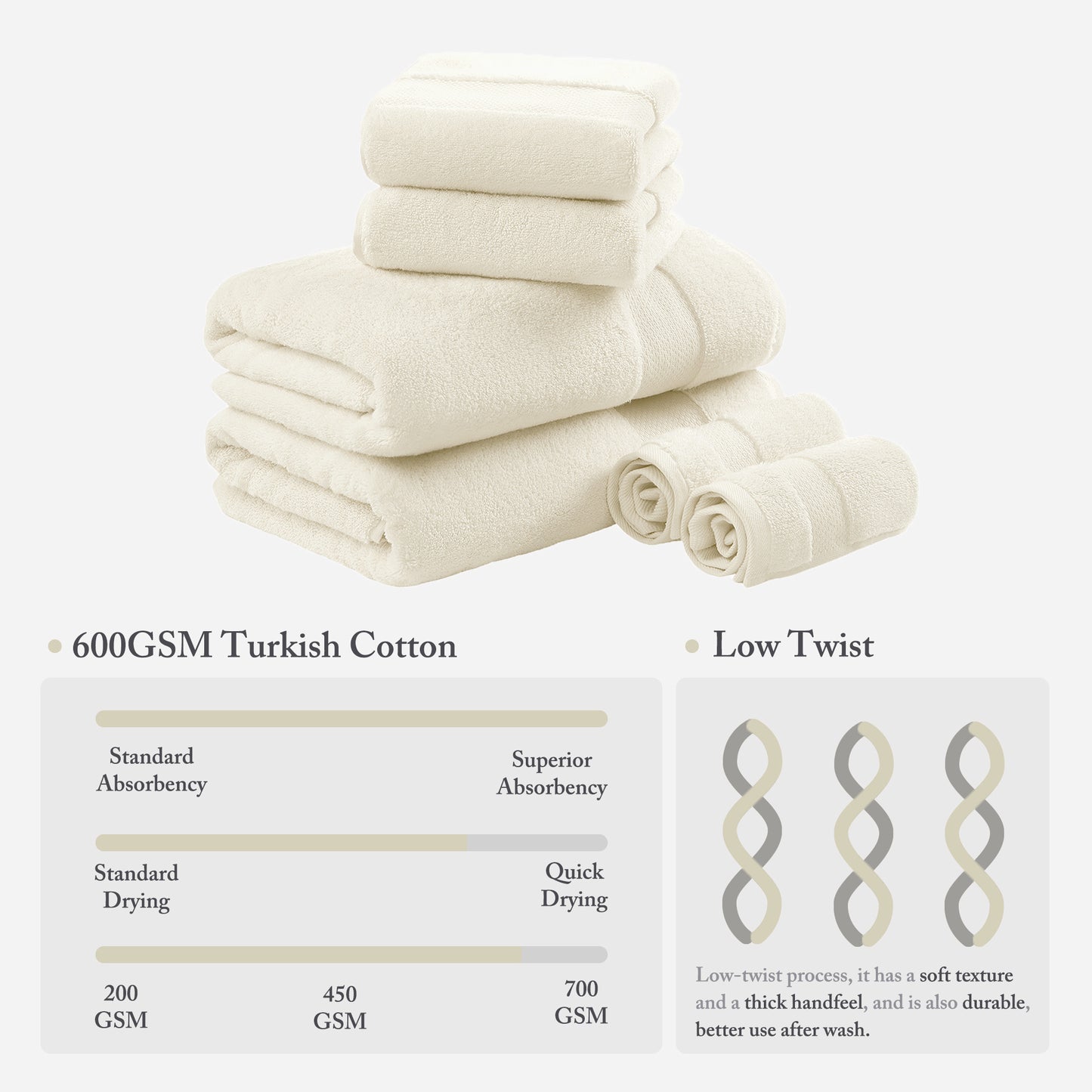 Madison Park Signature Cotton 6 Piece Bath Towel Set