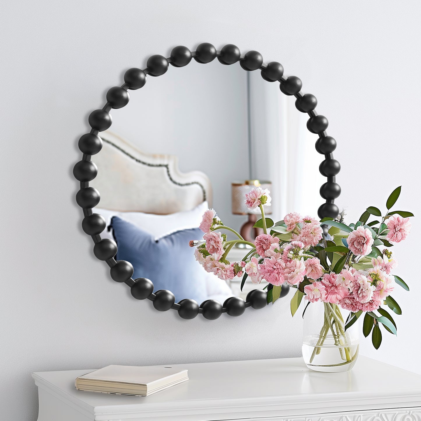 Madison Park Signature 27" Medium Decorative Round Wall Mirror with Beaded Metal Frame