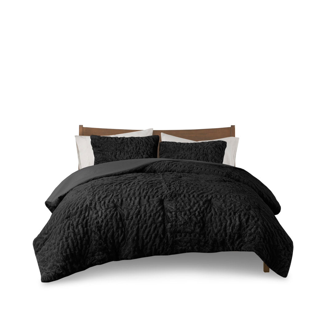 Madison Park Ruched Fur Down Alternative Comforter Set