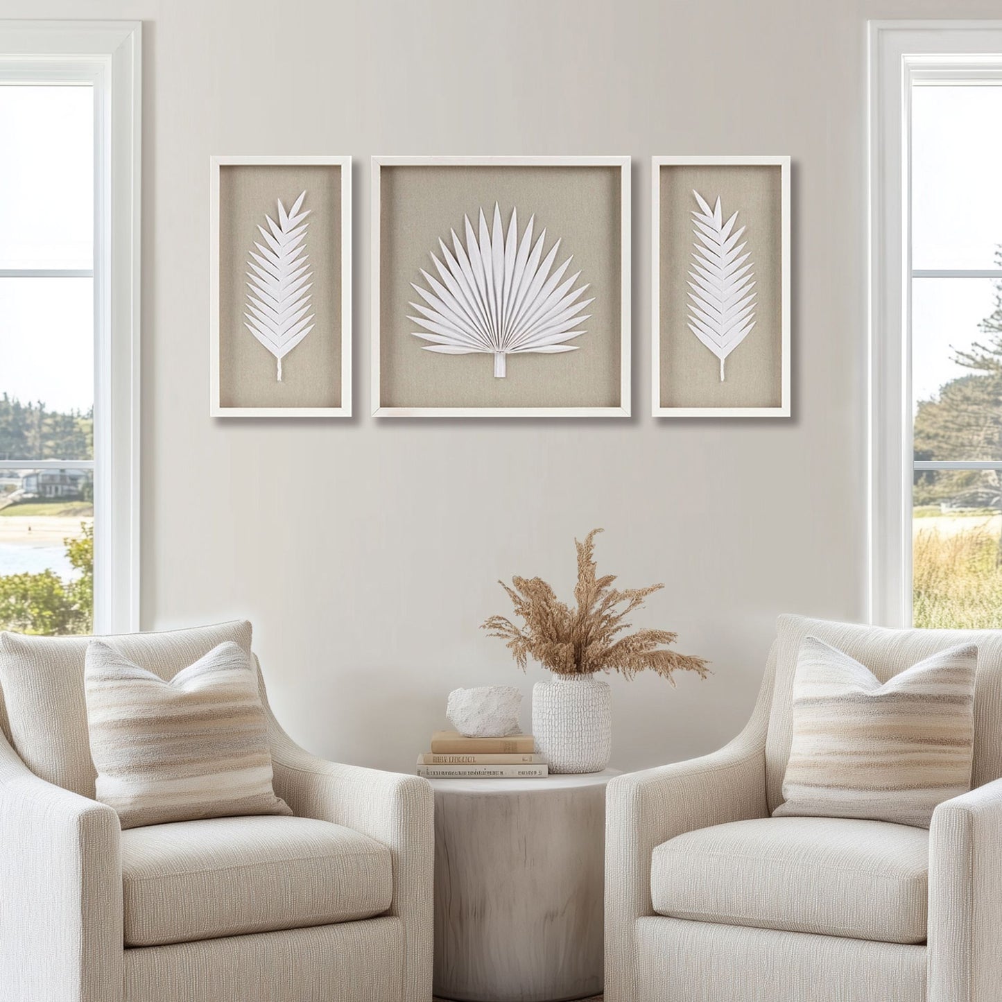 Madison Park Framed Rice Paper Palm Leaves 3-piece Shadowbox Wall Decor Set