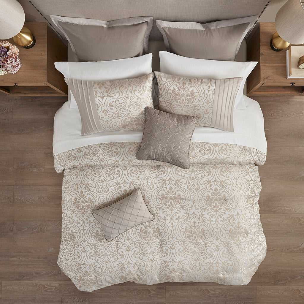 Madison Park 12 Piece Jacquard Comforter Set with Bed Sheets