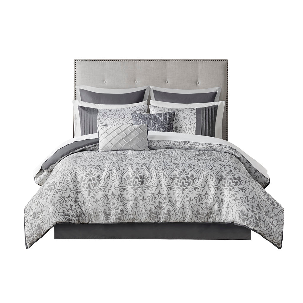 Madison Park 12 Piece Jacquard Comforter Set with Bed Sheets