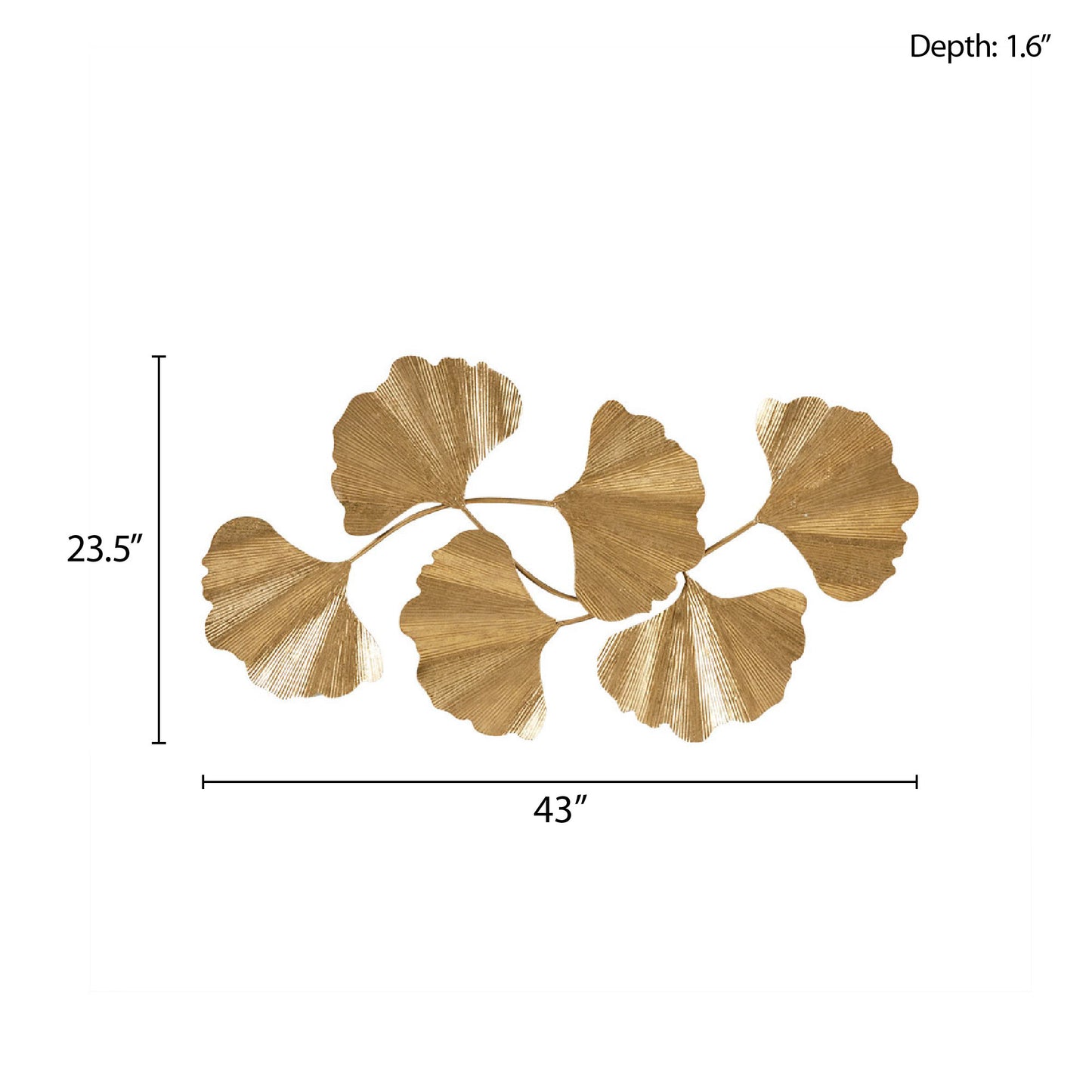 Madison Park Gold Foil Metal Ginkgo Leaf Wall Decor