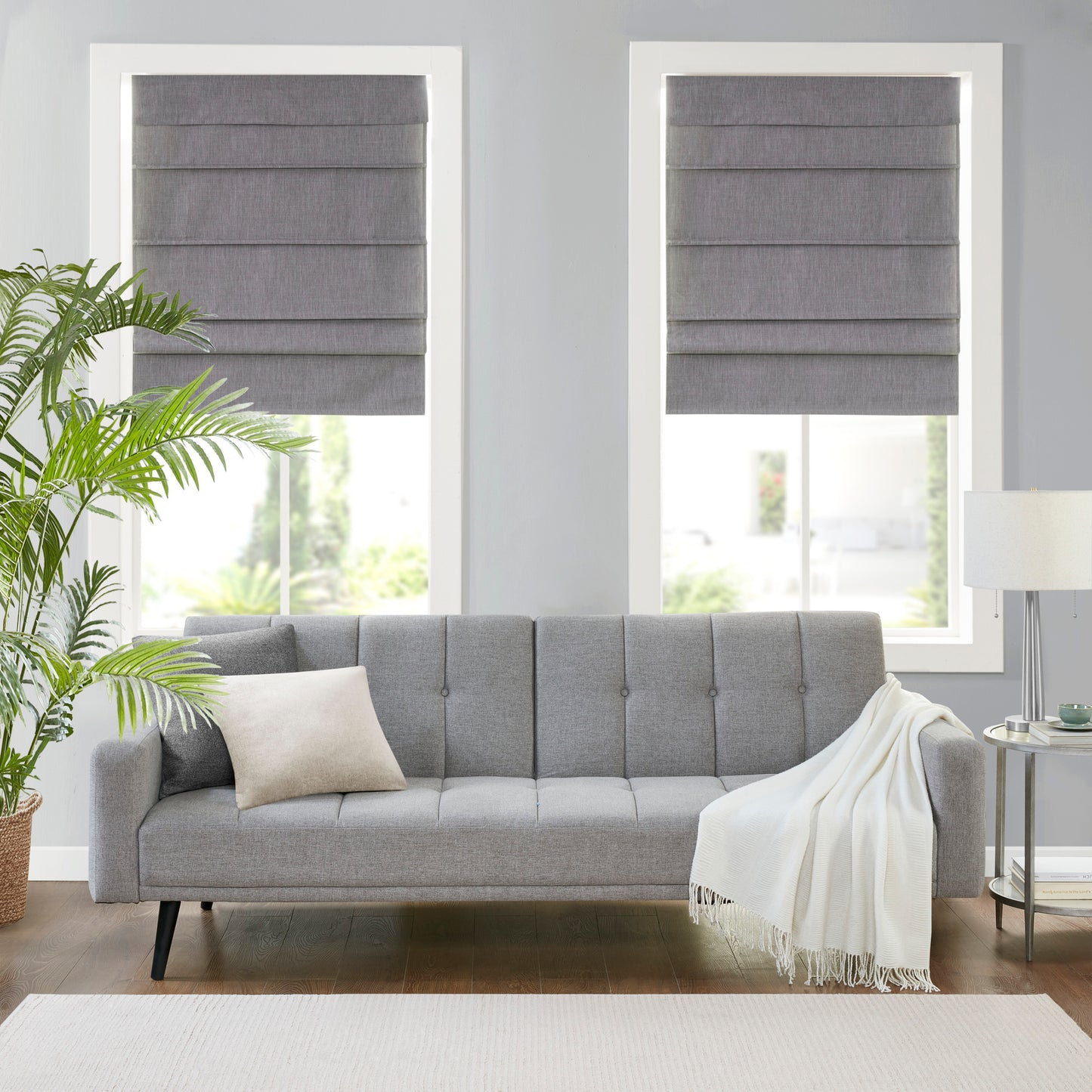 Madison Park Faux Linen Cordless Total Blackout Roman Shade