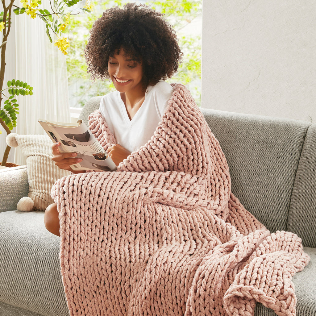 Madison Park Hand Made Chunky Double Knit Throw Blanket