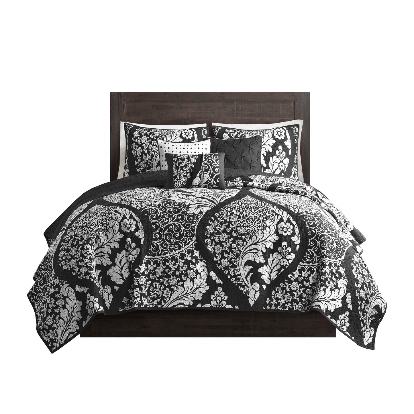 Madison Park 6 Piece Printed Cotton Quilt Set with Throw Pillows