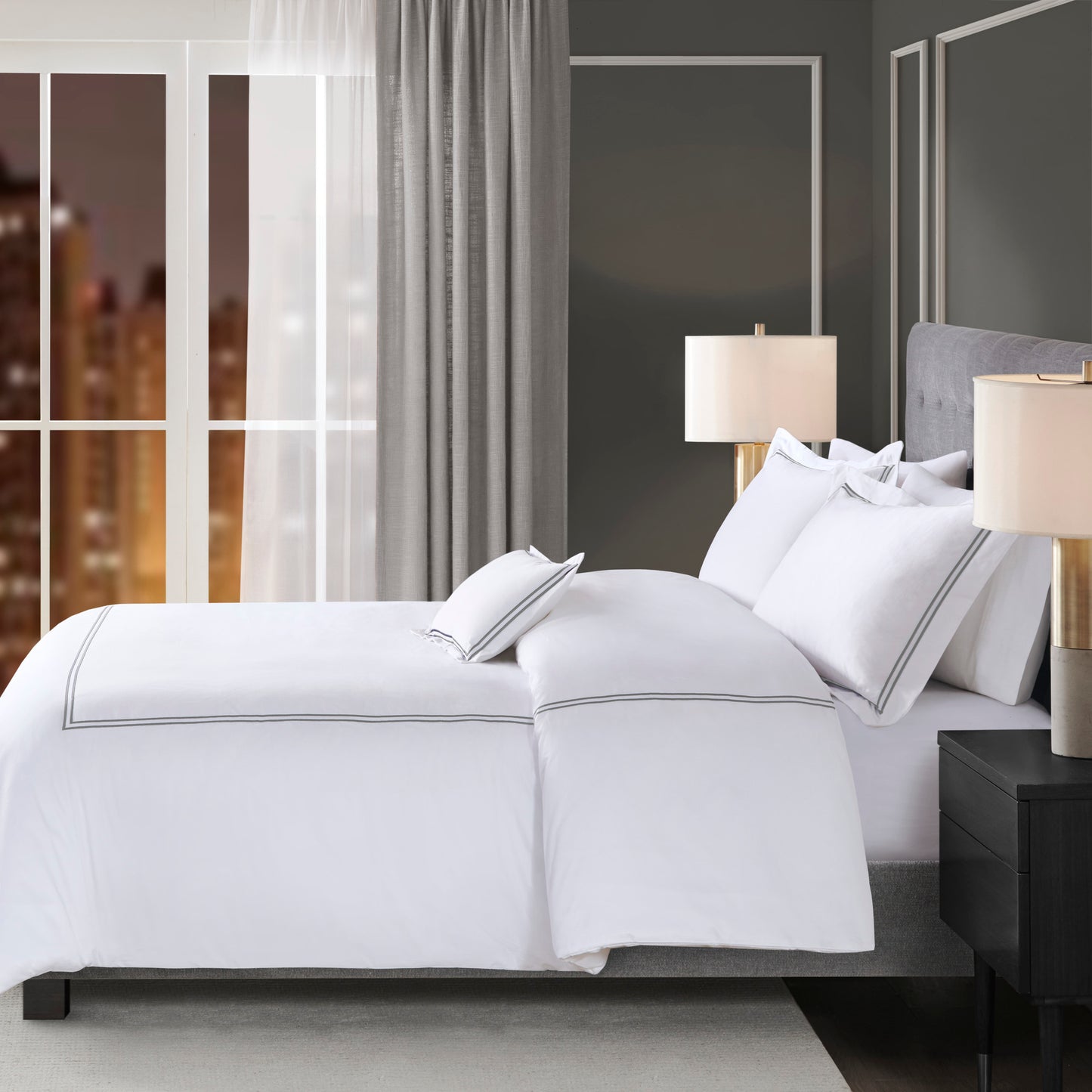 Madison Park Signature 100% Cotton Sateen Embroidered Comforter Set