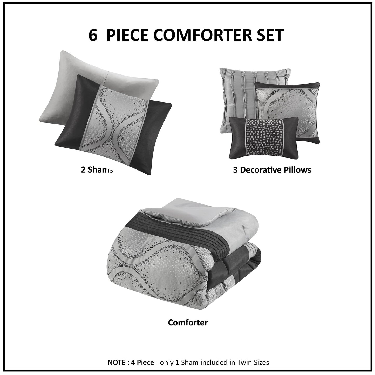 Madison Park 6 Piece Jacquard Comforter Set with Throw Pillows