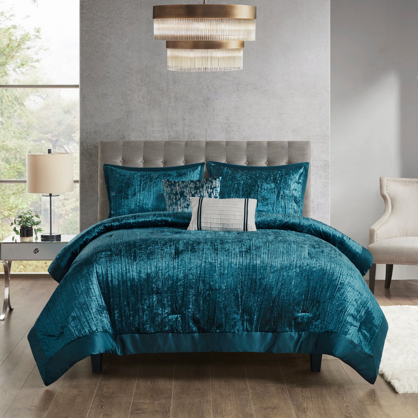 Madison Park 5 Piece Crinkle Velvet Comforter Set