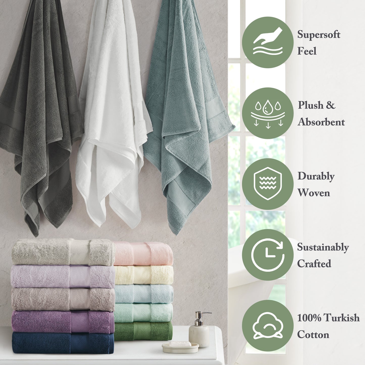 Madison Park Signature Cotton 6 Piece Bath Towel Set