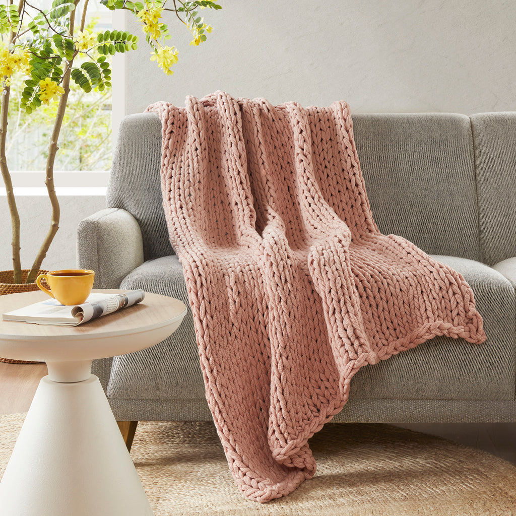 Madison Park Hand Made Chunky Double Knit Throw Blanket