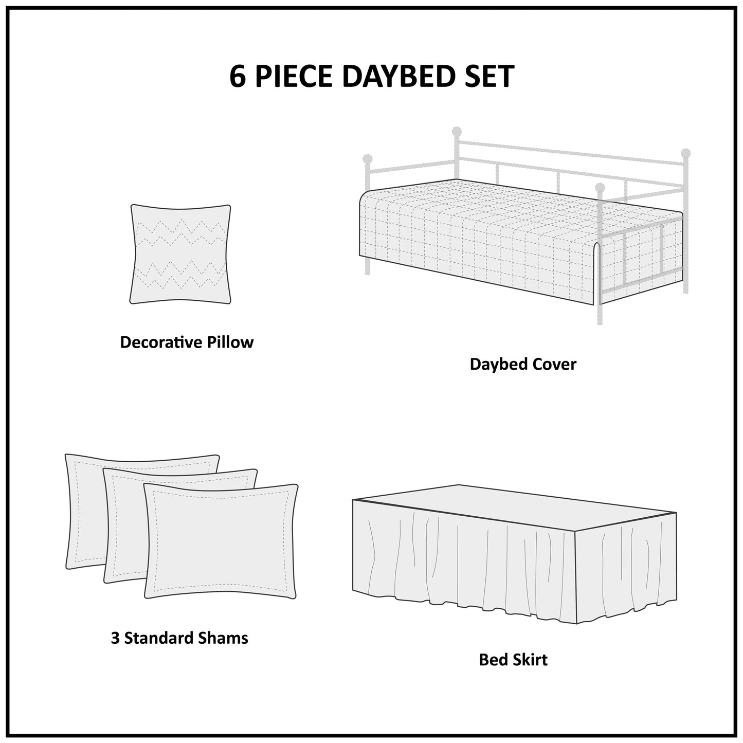 Madison Park 6 Piece Reversible Plaid Daybed Cover Set