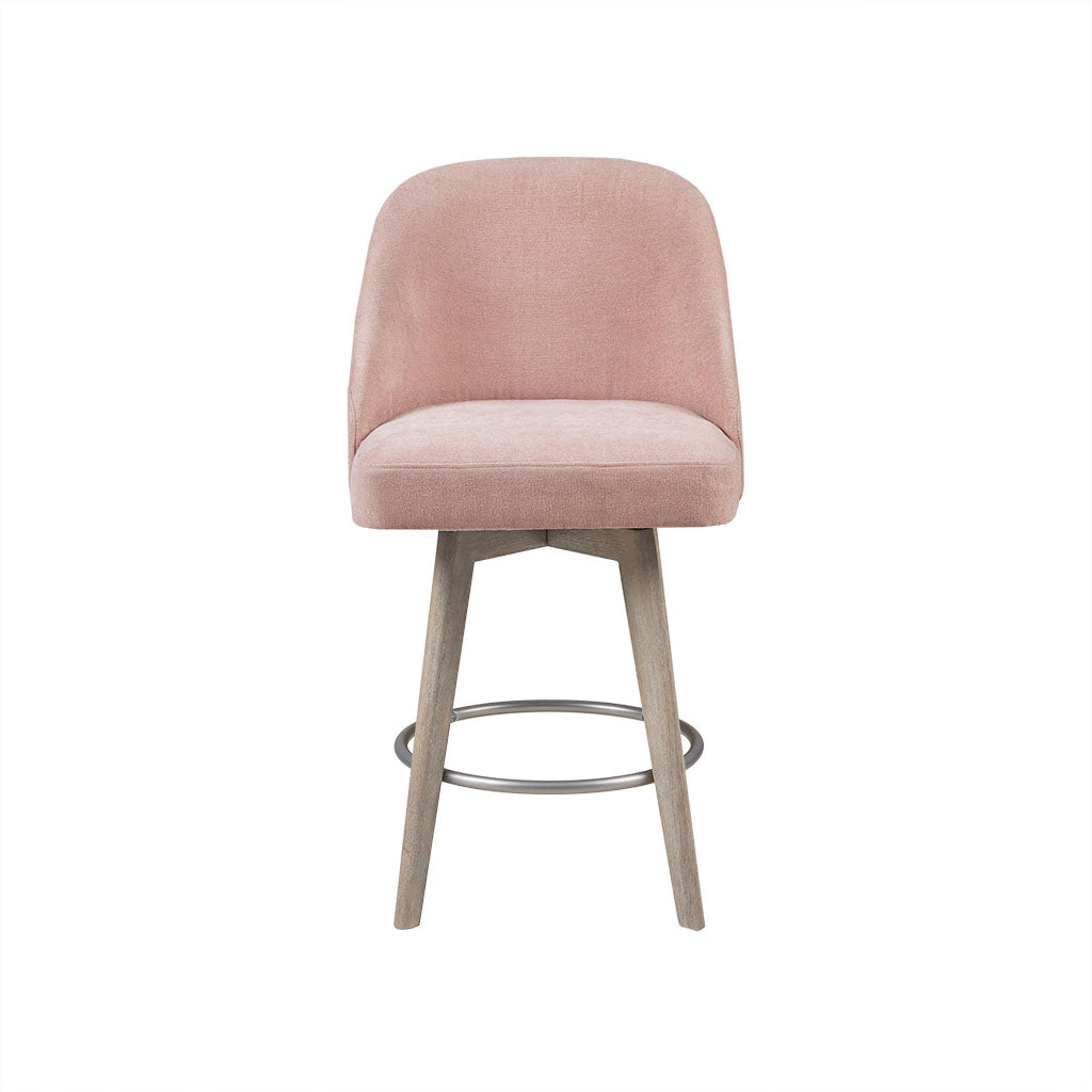Madison Park Pearce Swivel Upholstered Counter Stool with Solid Wood Legs & Metal Footrest