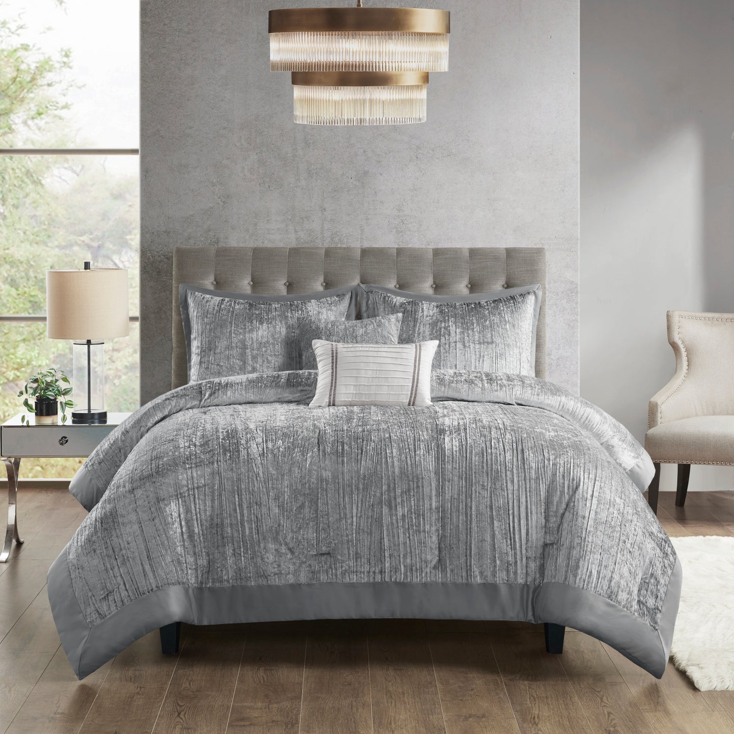 Madison Park 5 Piece Crinkle Velvet Comforter Set