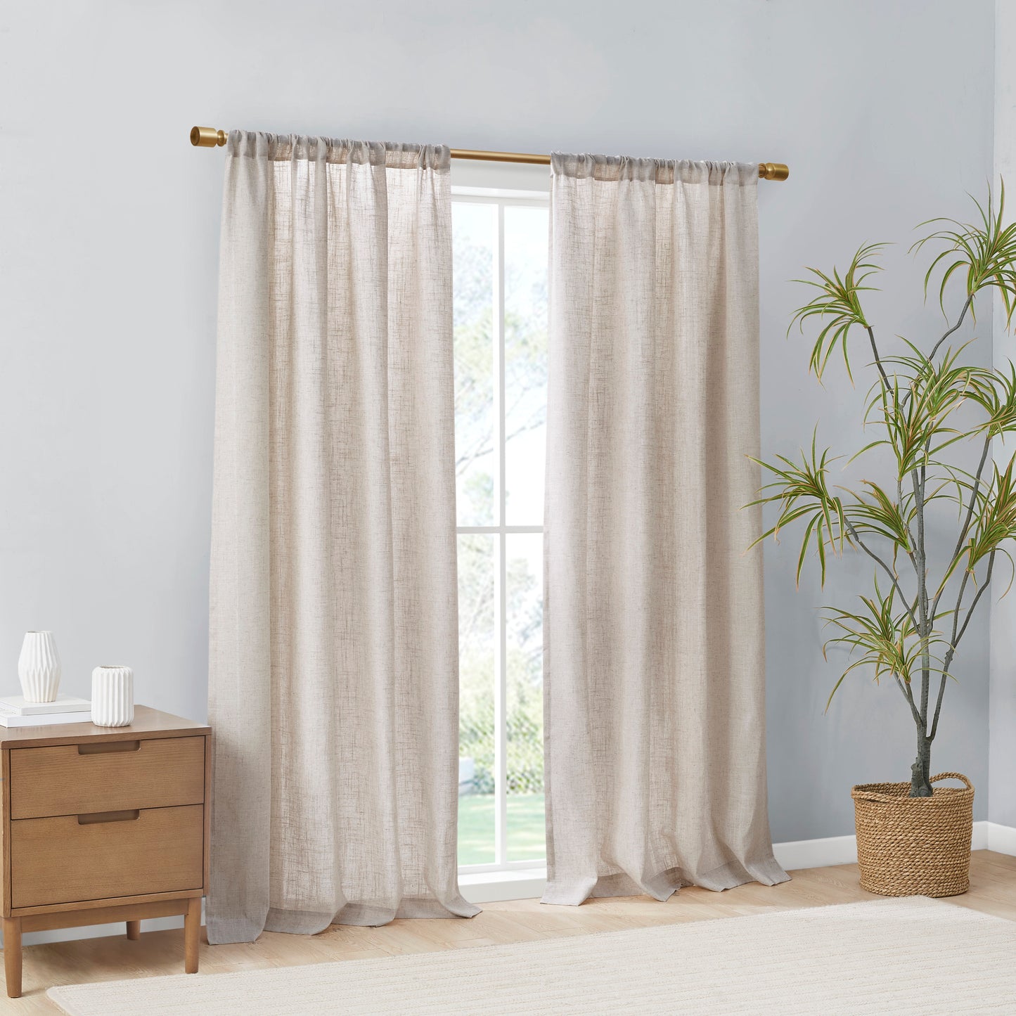 Madison Park Linen Blend Light Filtering Curtain Panel Pair