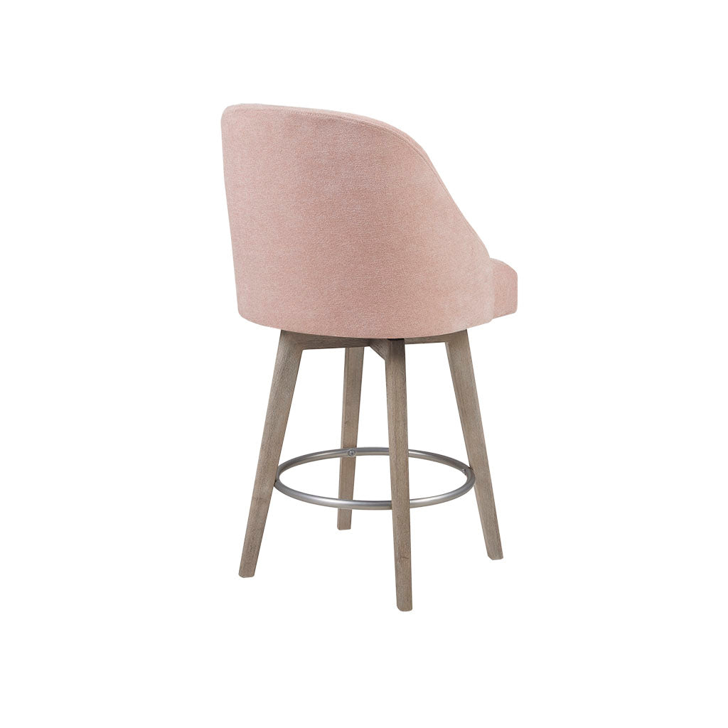 Madison Park Pearce Swivel Upholstered Counter Stool with Solid Wood Legs & Metal Footrest