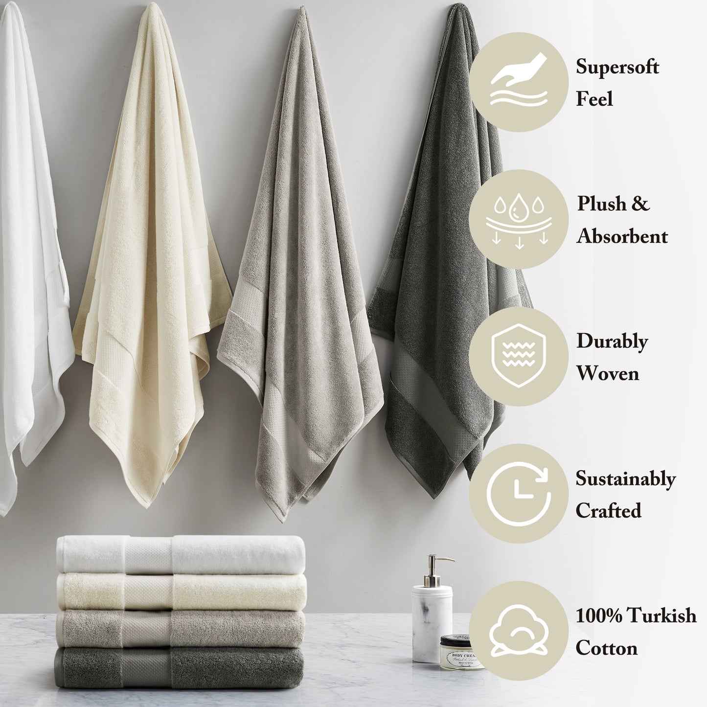 Madison Park Signature 100% Cotton Bath Sheet 2 Piece Set