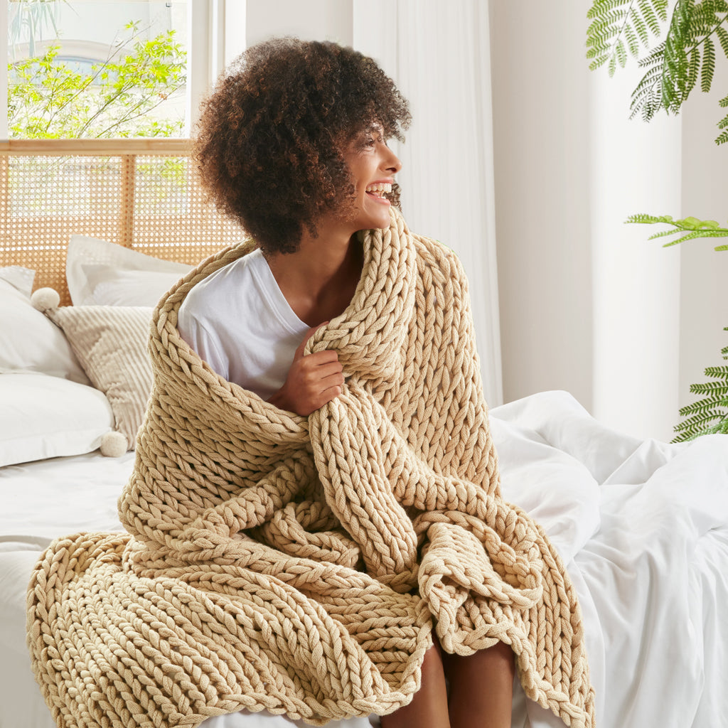 Madison Park Hand Made Chunky Double Knit Throw Blanket