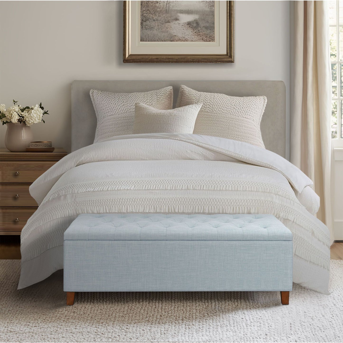 Madison Park Tufted Top Upholstered Storage Bench