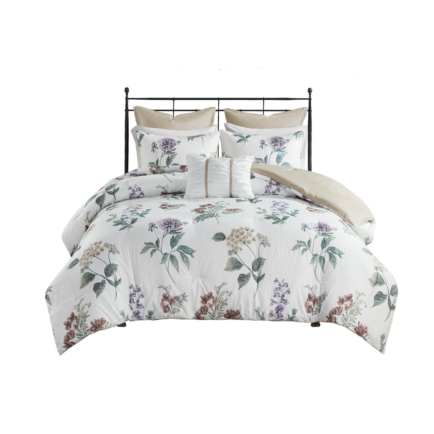 Madison Park 7 Piece Printed Seersucker Comforter Set with Throw Blanket