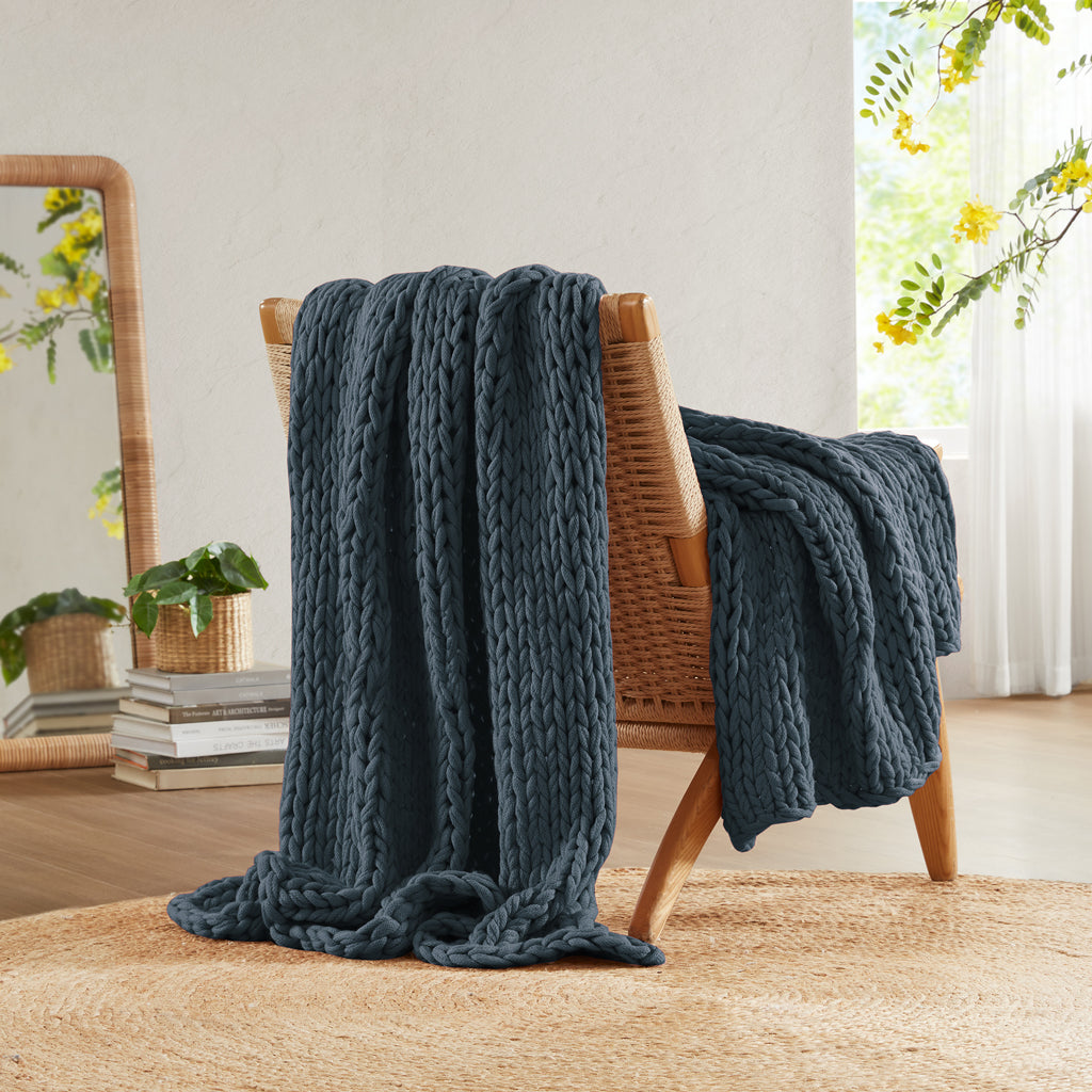 Madison Park Hand Made Chunky Double Knit Throw Blanket