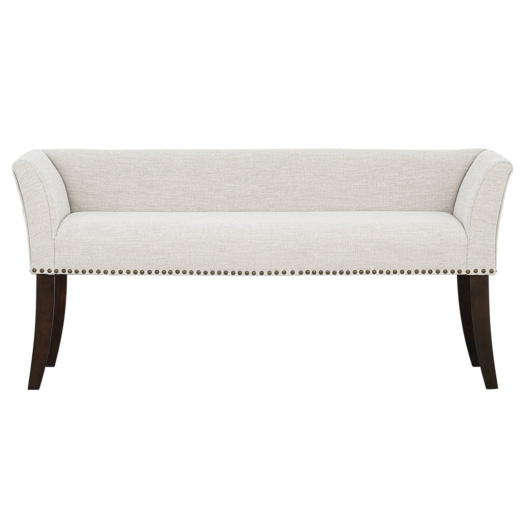 Madison Park 49.5" Upholstered Bench with Back & Wood Legs