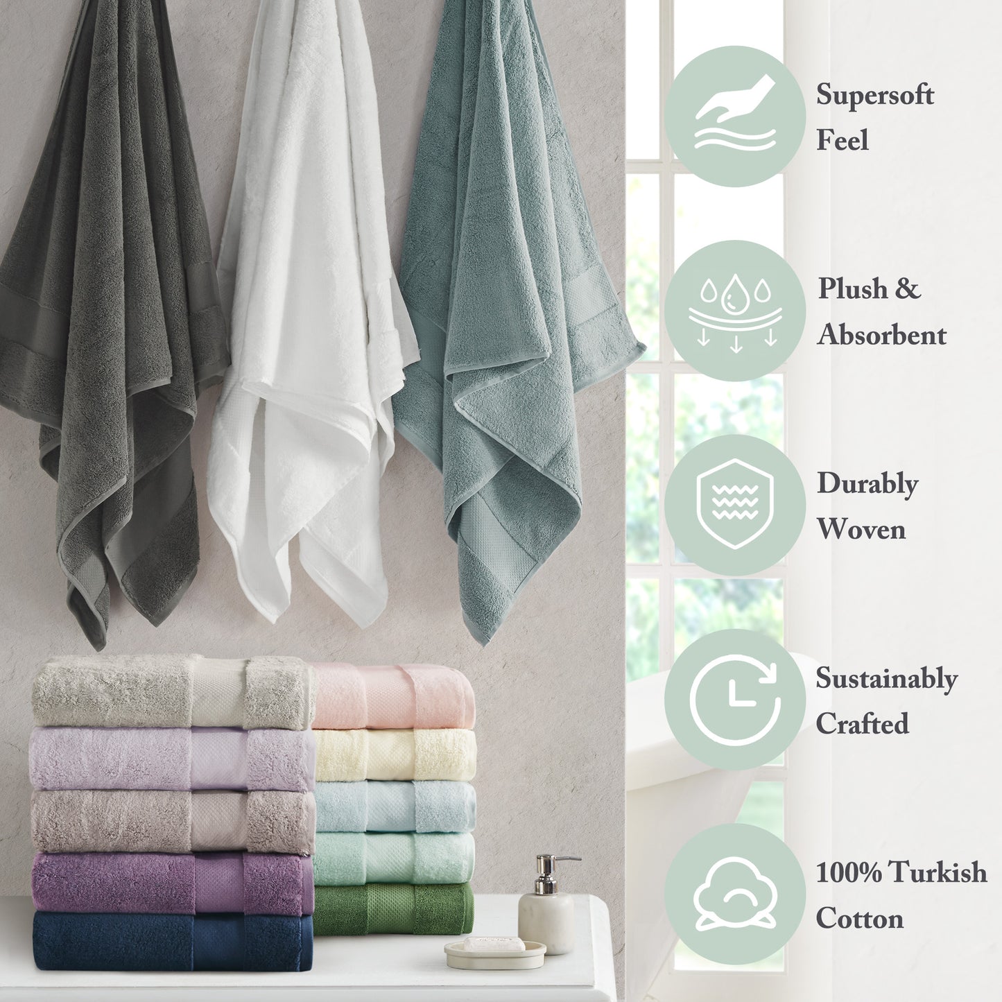 Madison Park Signature Cotton 6 Piece Bath Towel Set