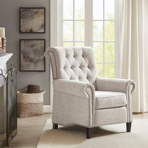 Aidan Upholstered Manual Push Back Recliner Chair with Nailheads