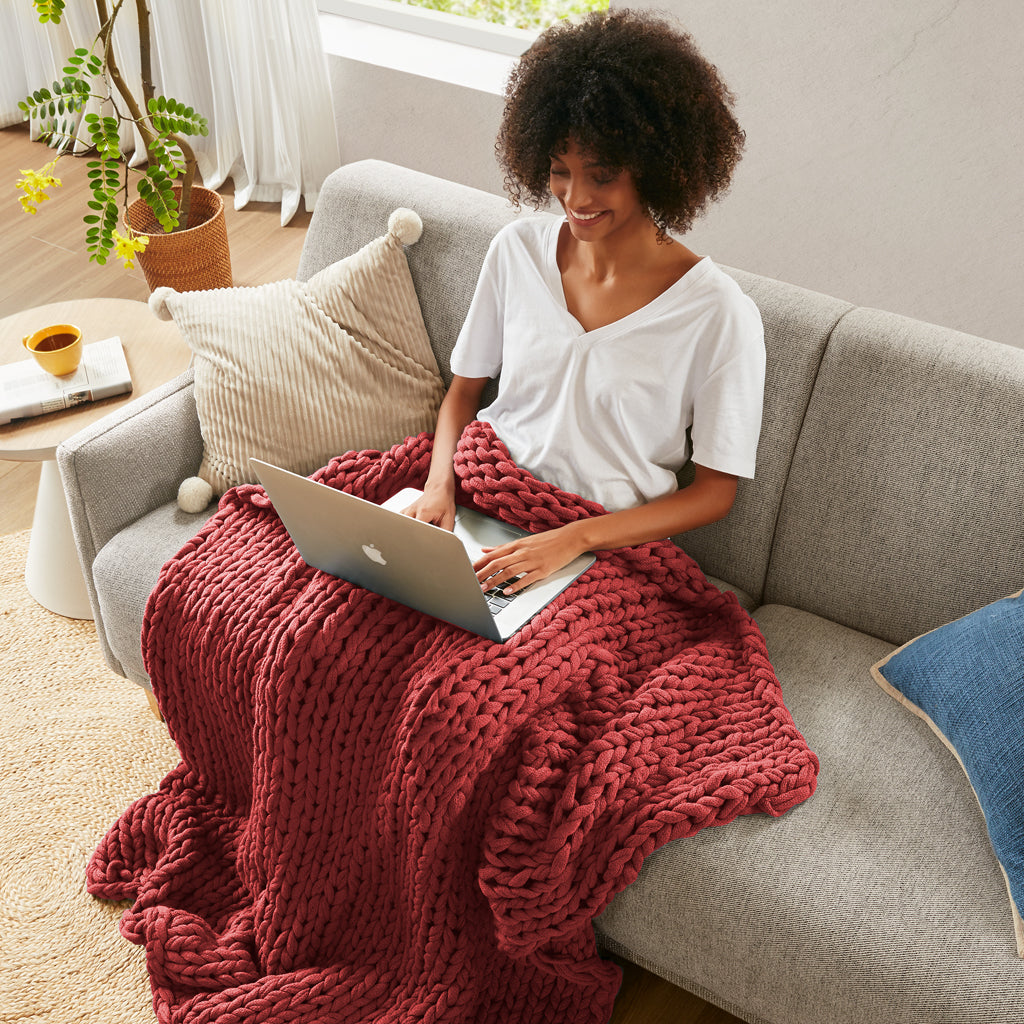 Madison Park Hand Made Chunky Double Knit Throw Blanket