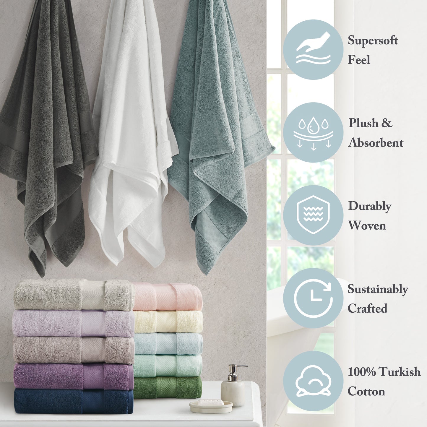 Madison Park Signature Cotton 6 Piece Bath Towel Set