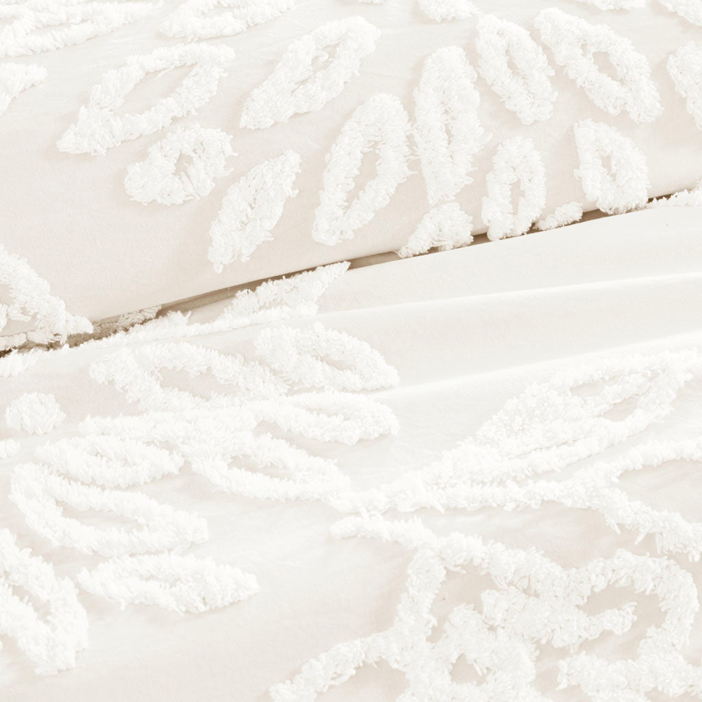 Madison Park 3 Piece Tufted Cotton Chenille Floral Duvet Cover Set